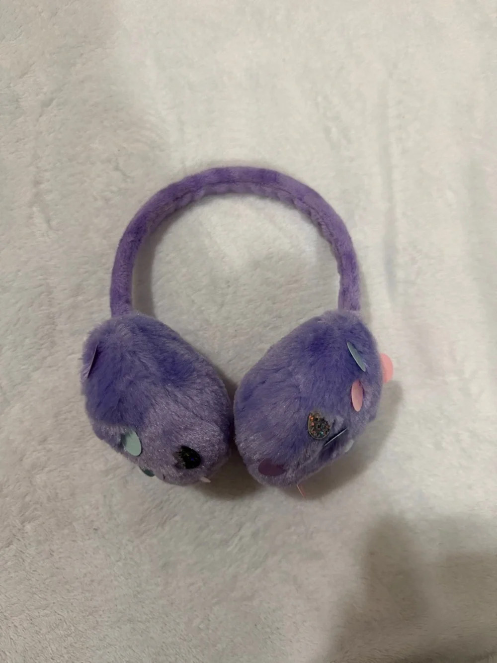 Claire’s Kids Purple Plush Earmuff Headphones - Soft Fuzzy Ear Warmers